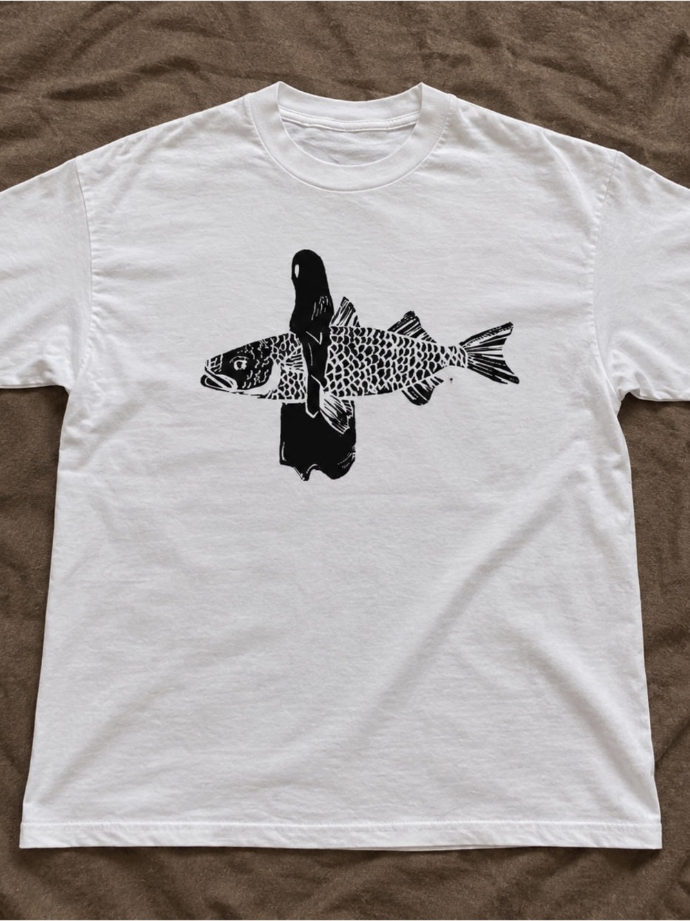 Black Fish Gildan White Short Sleeve Tee Graphic